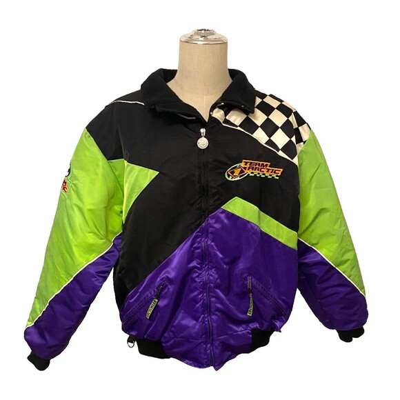 VTG 90s Arctic Cat Wear Jacket Snowmobile Racing Coat Mens XL USA Made Neons - Picture 1 of 16